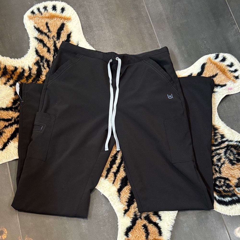 Urbane Black Drawstring scrub pants. Waist is roughly 16 inches across